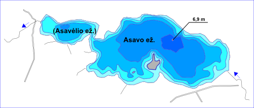 Ežeras Asavas, batimetrinis žemėlapis